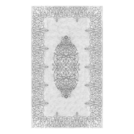 Modevsa: Chenille Flower Bordered Patterned Carpet Rug: (240×340)cm, Grey 1