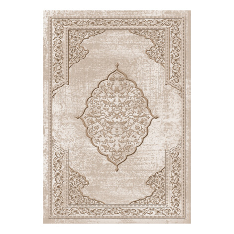 Modevsa: Chenille Flower Centre Patterned Carpet Rug: (200×300)cm, Brown 1