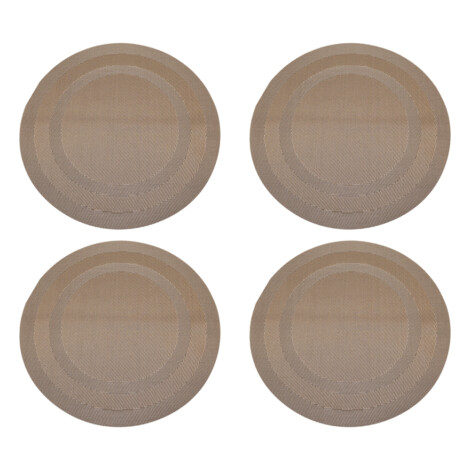 Round Table Mat Set: 4Pcs, 38cm, Brown 1