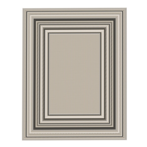 Oriental Weavers: Oria Centred Ribbed Square Pattern Carpet Rug; (80×150)cm, Grey 1