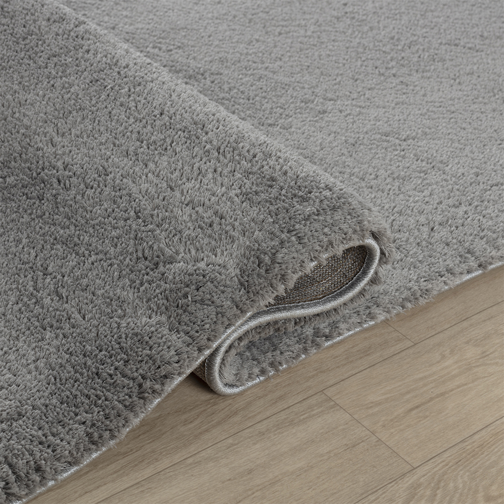 Ufuk: Puffy Plain Carpet Rug; (80x150)cm, Grey
