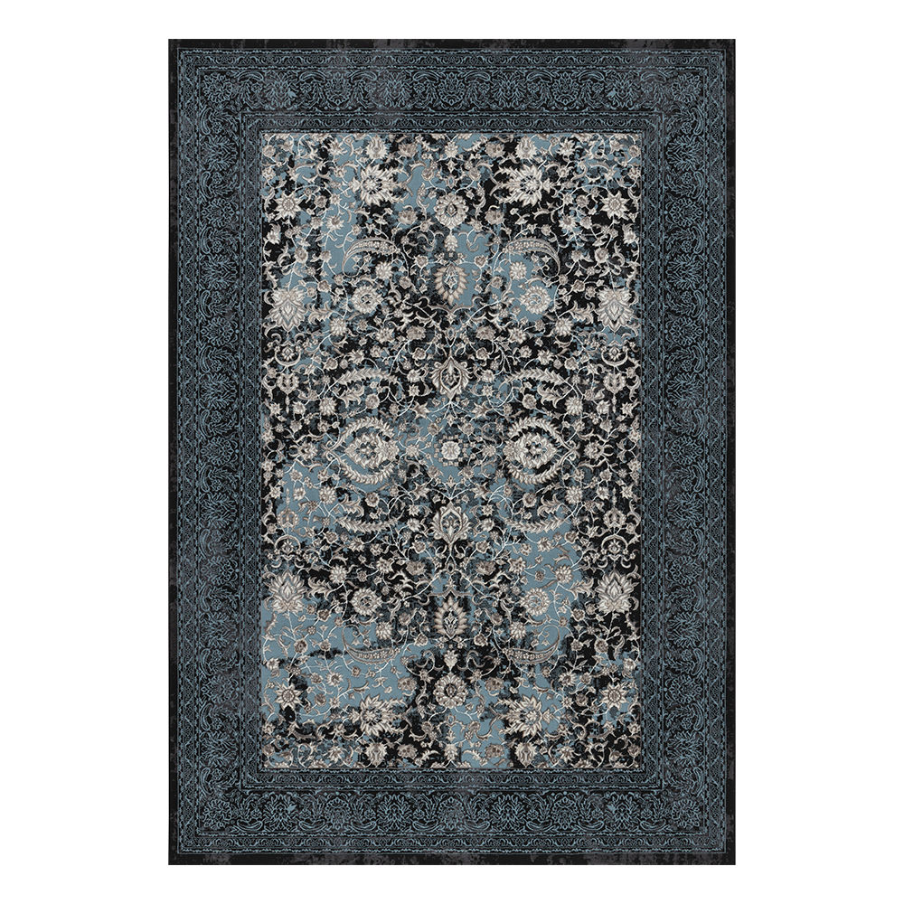 Ufuk: Retro Damask Pattern Carpet Rug; (200×290)cm, Blue 1