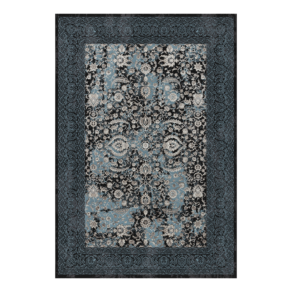 Ufuk: Retro Damask Pattern Carpet Rug; (160×230)cm, Blue 1