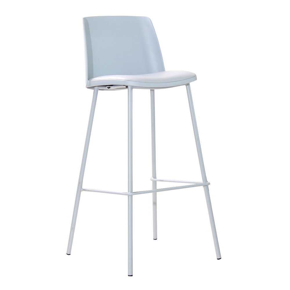 High Bar Chair With Metal Legs; H75cm, Grey Blue 1