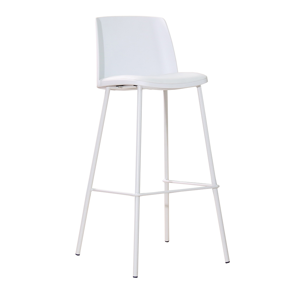 High Bar Chair With Metal Legs; H75cm, White 1