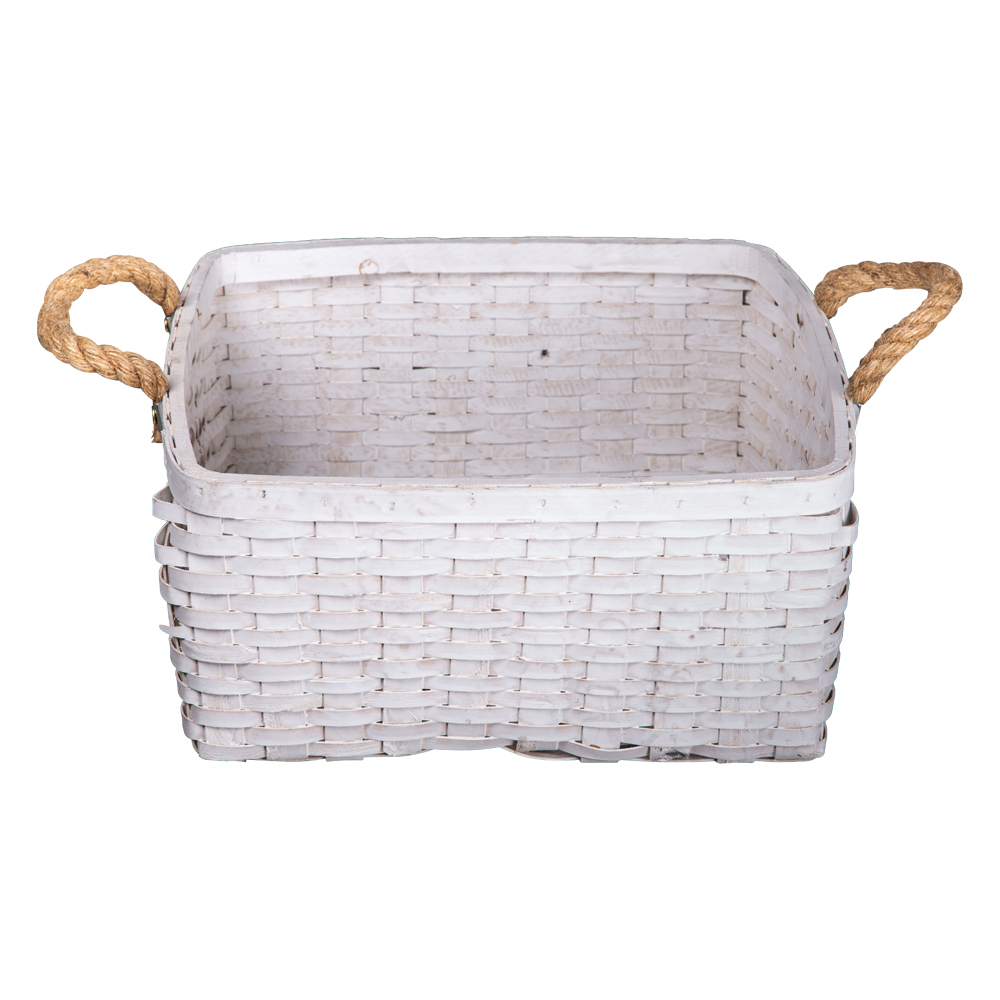 Domus: Square Willow Basket; (35x35x19)cm Large, White 1