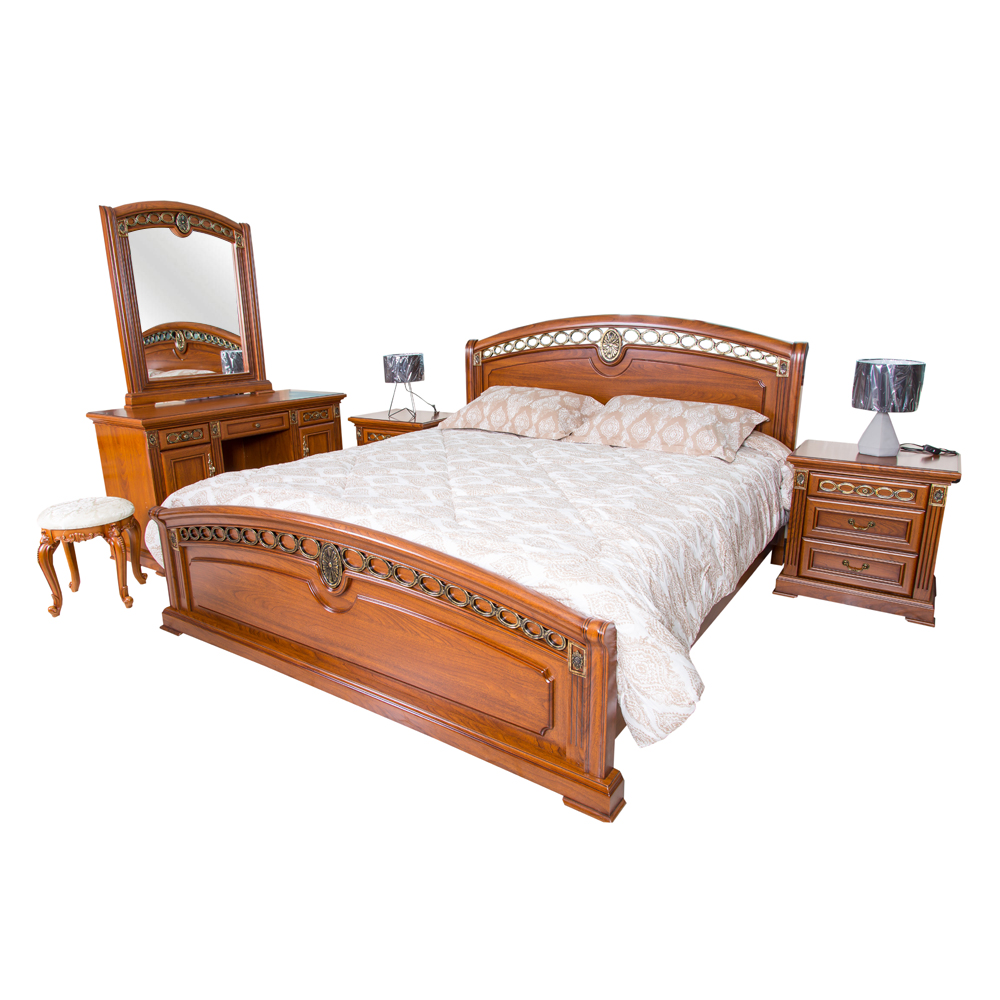 Wooden Bed 18m 2 Night Stands Dresser Mirror Stool Brown Tacc Shop Online Today 1512