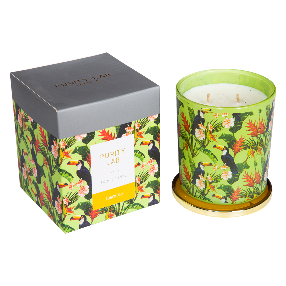 Scented Jar Candle With Gold Lid; 11oz, Jasmine