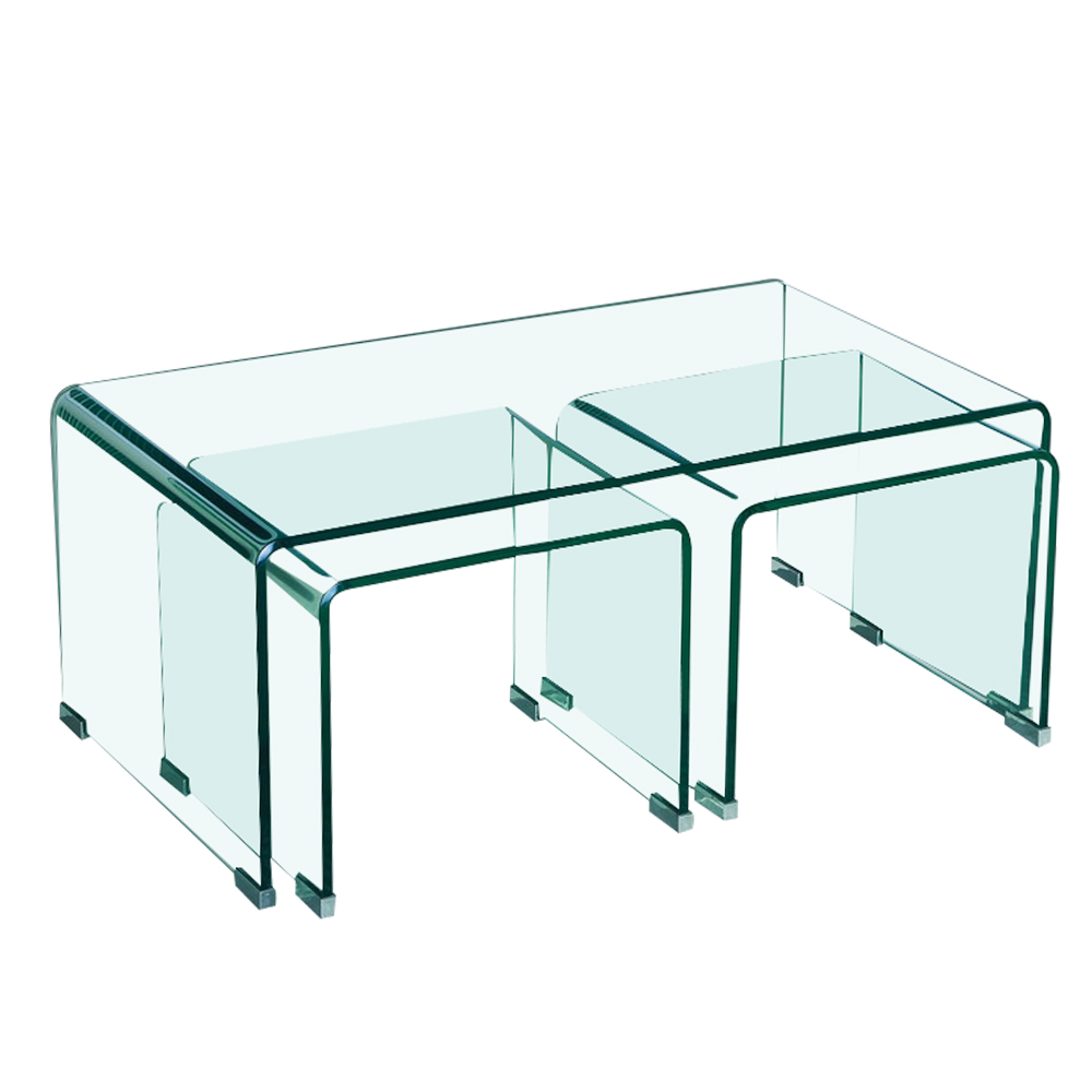 Coffee Table-Glass Top; (90x50x38)cm + Side Table-Glass Top; (40x36x32)cm  1