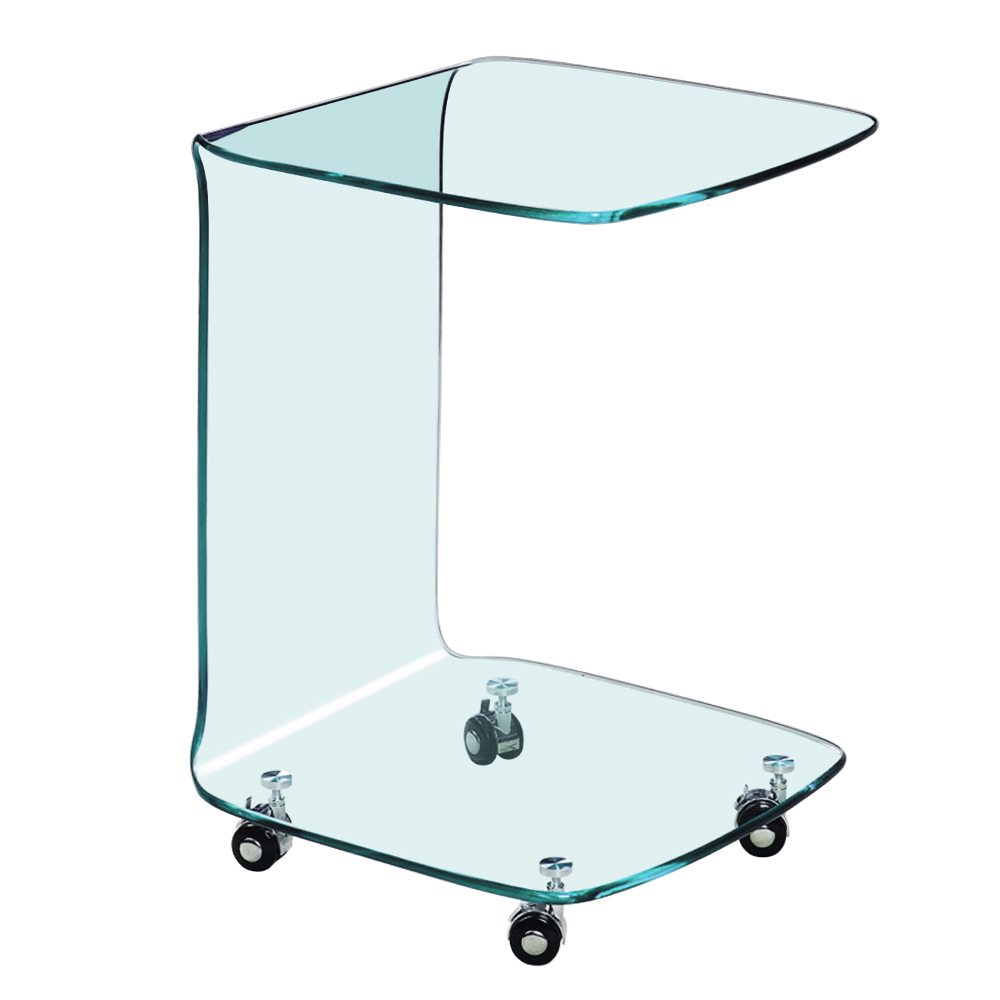 Side Table With Wheels-Glass Top; (45x45x60)cm 1