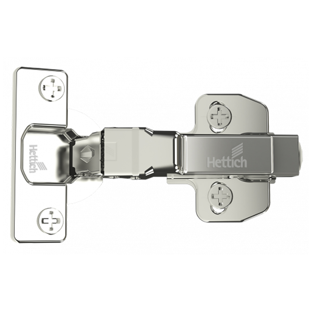 Hettich: Onsys 4447i, Silent Hinge – 0 Crank cabinet Door Hinges with Mounting Plates & Cover Caps 1