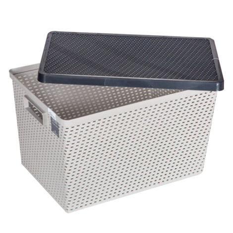 DKW: Senn Storage Basket With Lid, Grey/Dark Grey