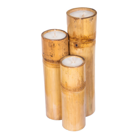 Bamboo Candle Set; 3pcs, Natural 1