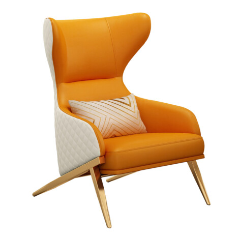 Leisure Chair; (90x72x110)cm, Gold/White/Orange