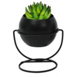 Full Black Planter With Stand; (23x23x18.5)cm, Black