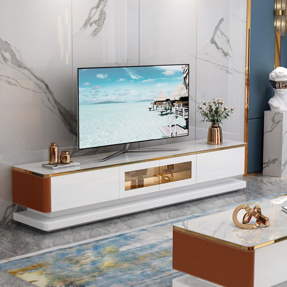 TV Cabinet; (200x40x41)cm, White/Gold/Brown | TACC - ideas for living