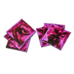 Decorative Square Ceramic Coaster Set; 6pcs, Purple