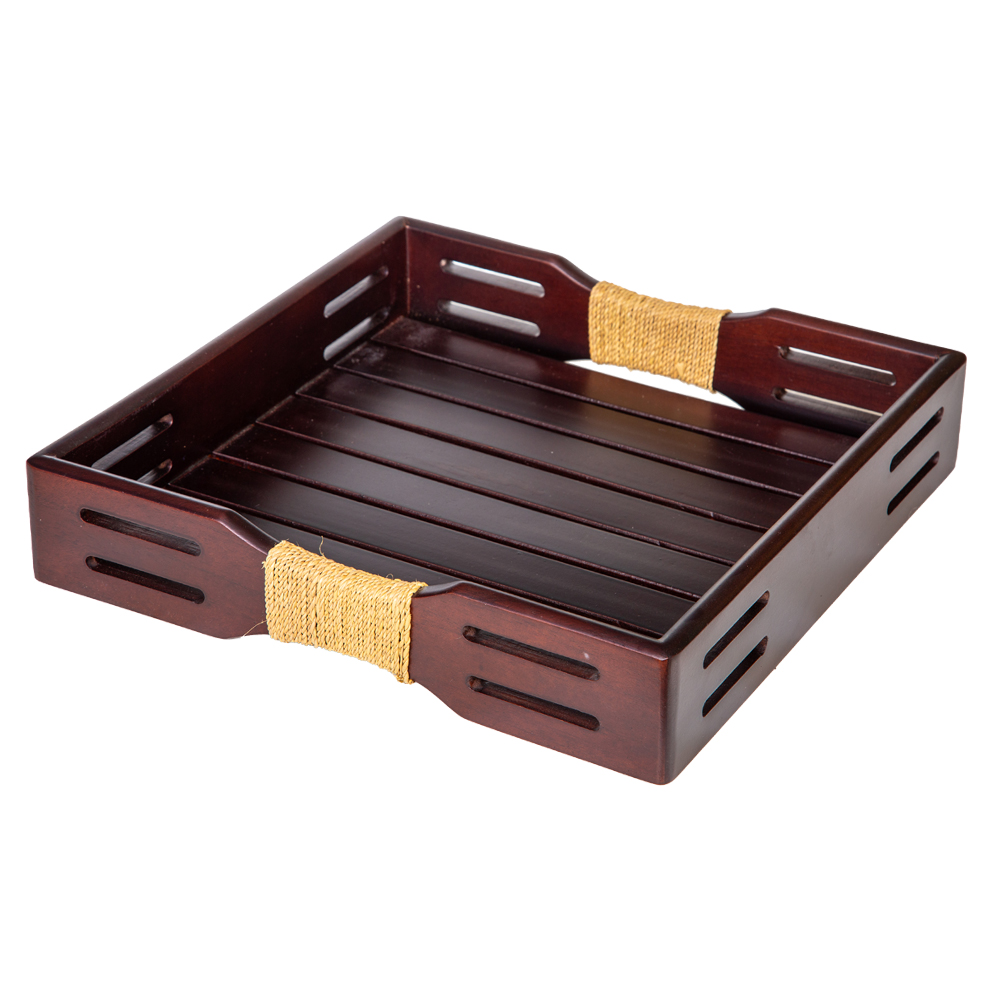 Wooden Tray Set; 2pcs, Brown