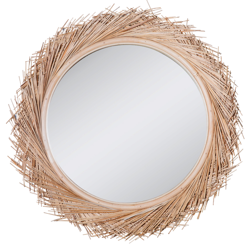 Rattan Round Wall Mirror; 100cm 1