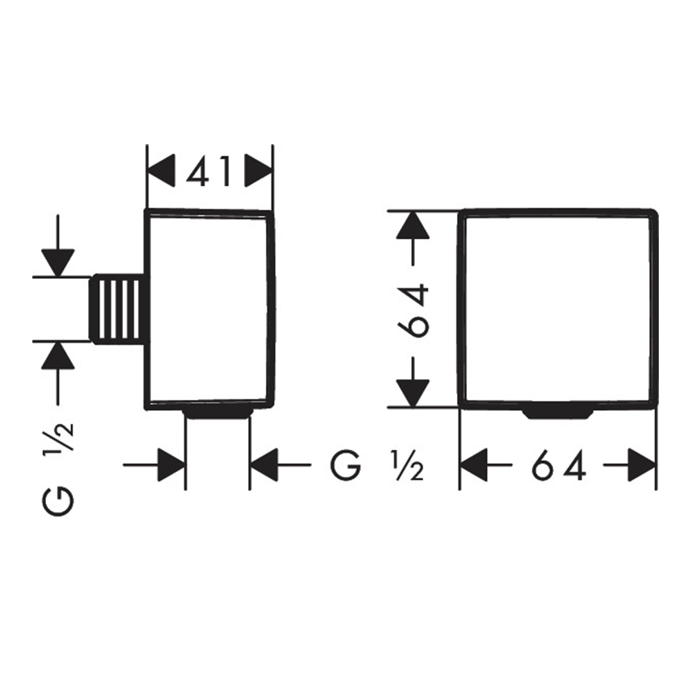 Fixfit DN15: Square Wall Outlet With Non-Return Valve, Chrome Plated