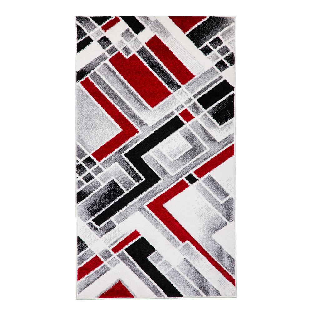 Grand: Colorful Faery 2500 Geometric Abstract Pattern Carpet Rug; (200×290)cm, Red/Grey 1