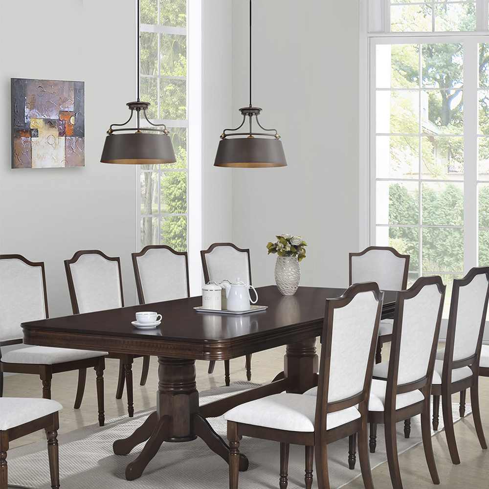 Nova Dining Table; (220x110)cm Wood Top + 8 Fabric Side Chairs, Coffee/Dorra