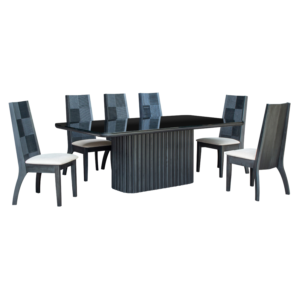 Anna Dining Set: Dining Table- Glass Top (213×106