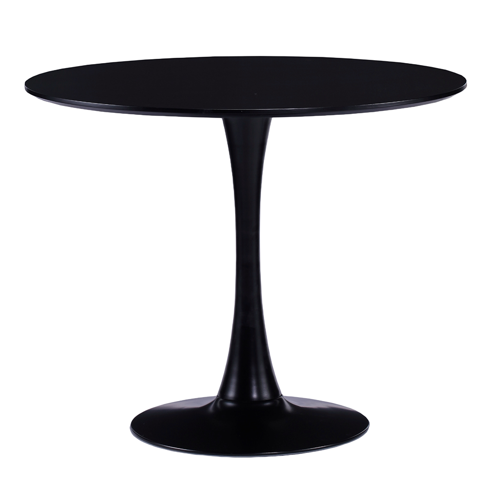 Round Dining Table Wooden Top; Diameter 90cm,Black 1