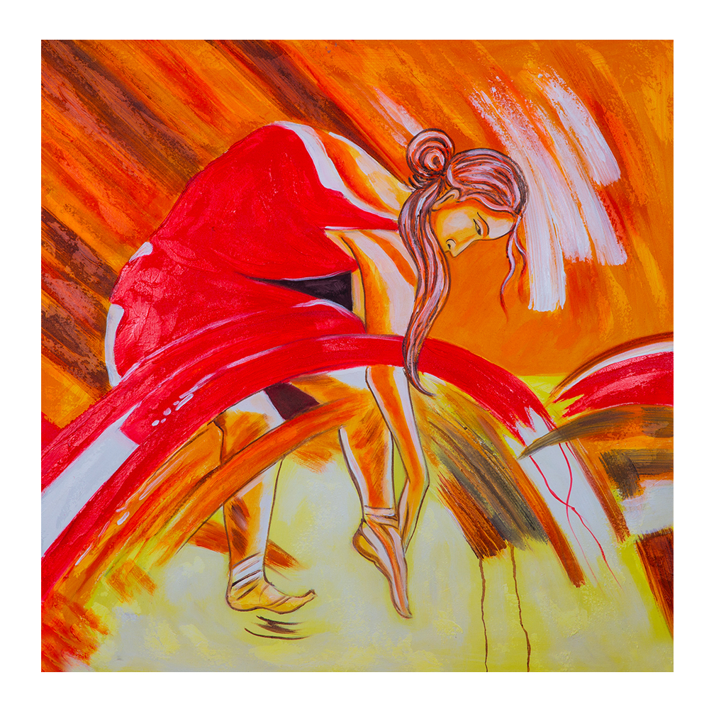 Oil Painting: Abstract; (100x100x4)cm, Orange 1