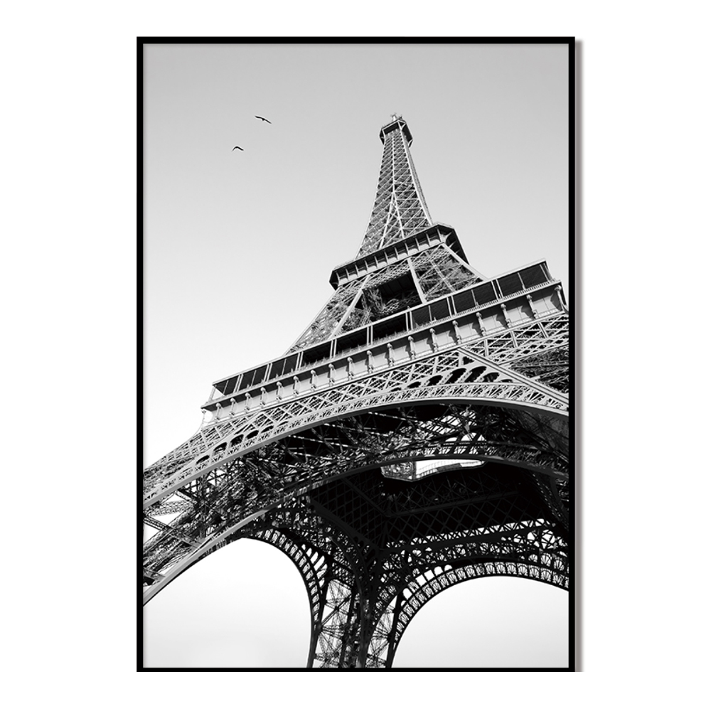 Canvas Eiffel tower Painting; (120×80)cm, Black/White 1
