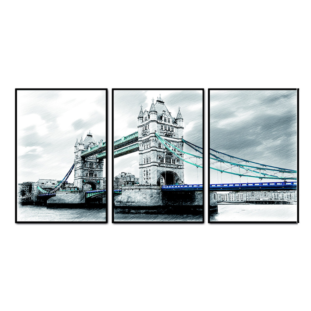 Canvas London tower bridge Painting Set, 3pcs; (120x80)cm, Blue | TACC ...