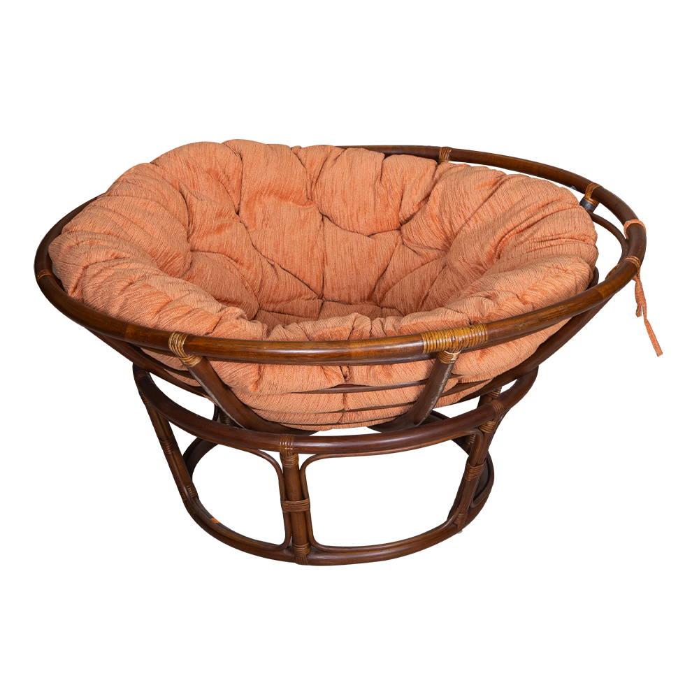 Rattan Furniture: Standard Papasan Chair with Cushion, Pecan Black