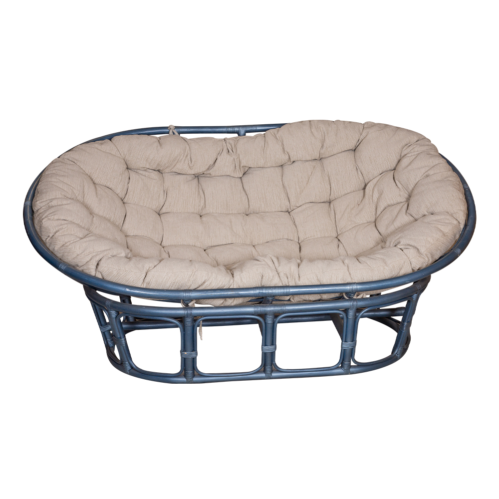 Rattan Furniture: Mamasan Love Seat With Cushion, Serenity Blue 1