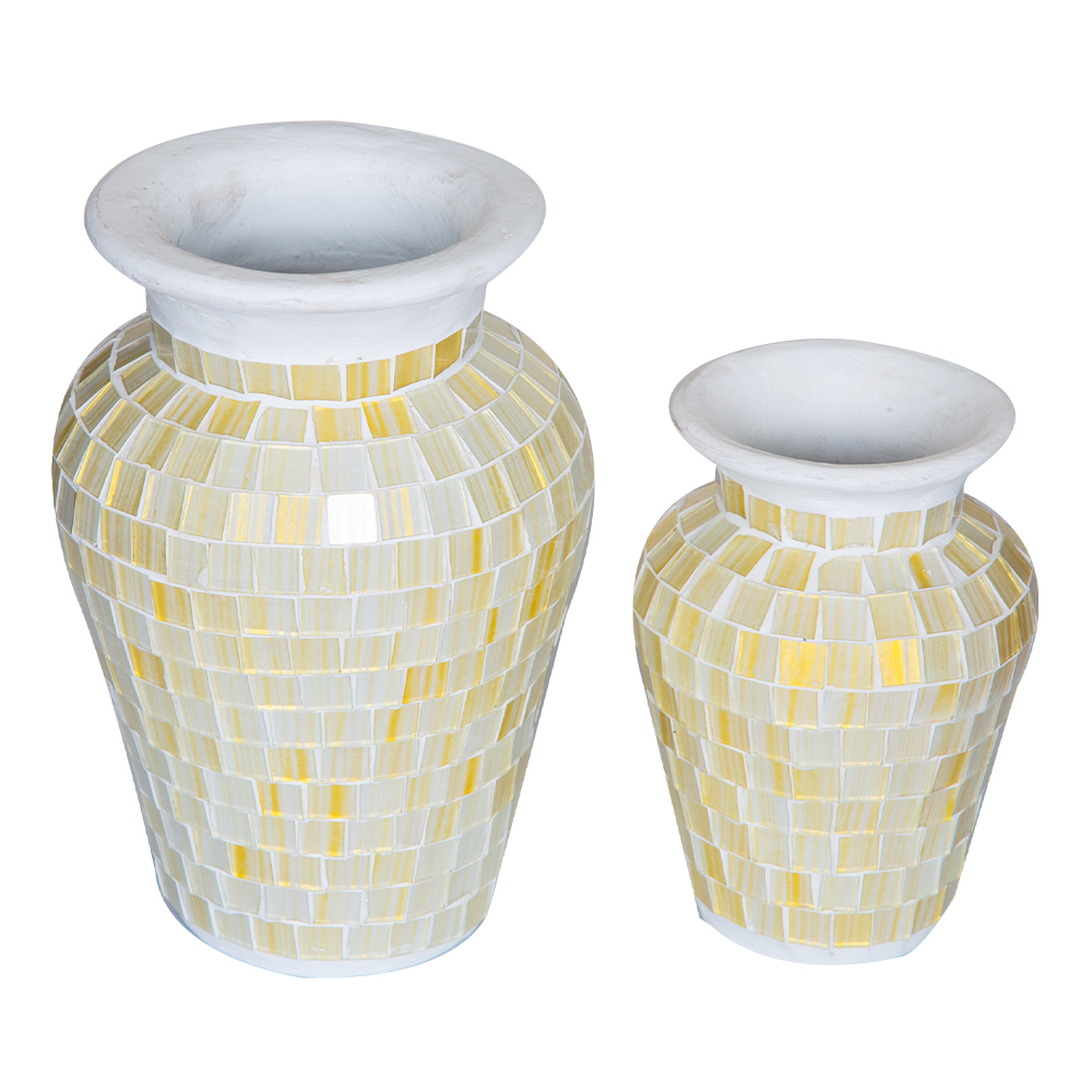 Mosaic Design Vase Set; 2pcs, White 1