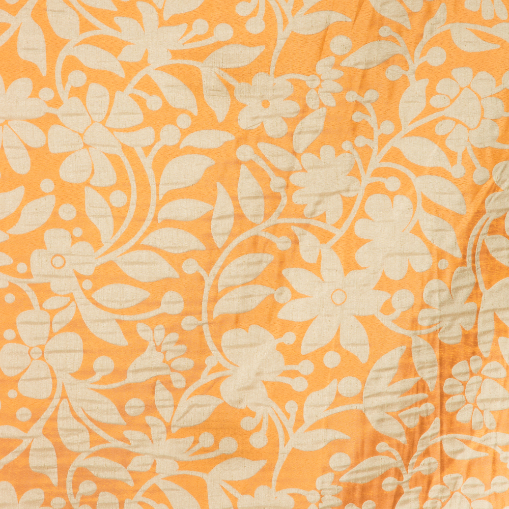 467-6015: Furnishing Fabric Floral Pattern; 140cm, White/Orange 1