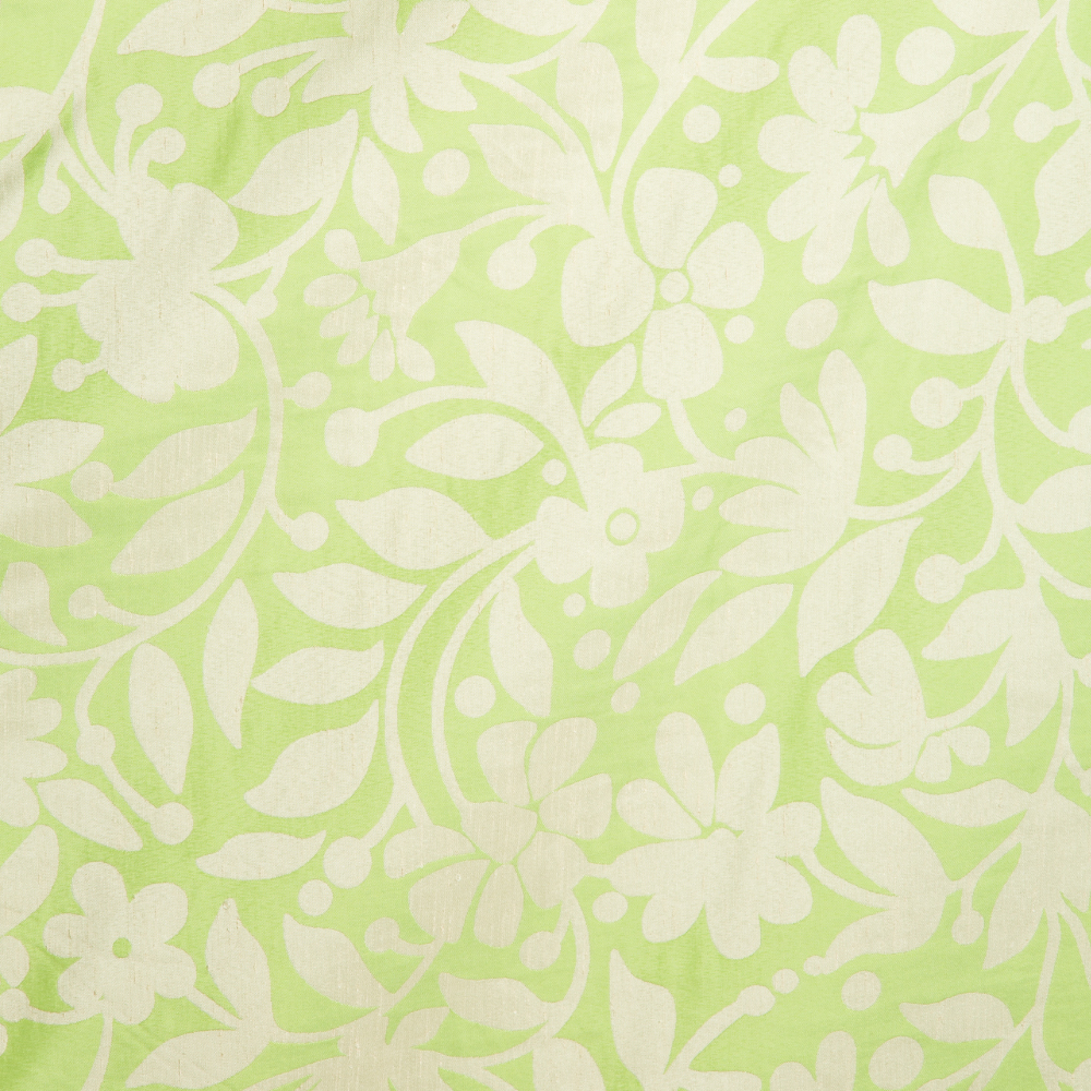 467-6013: Furnishing Fabric Floral Pattern; 300cm, White/Lime Green  1
