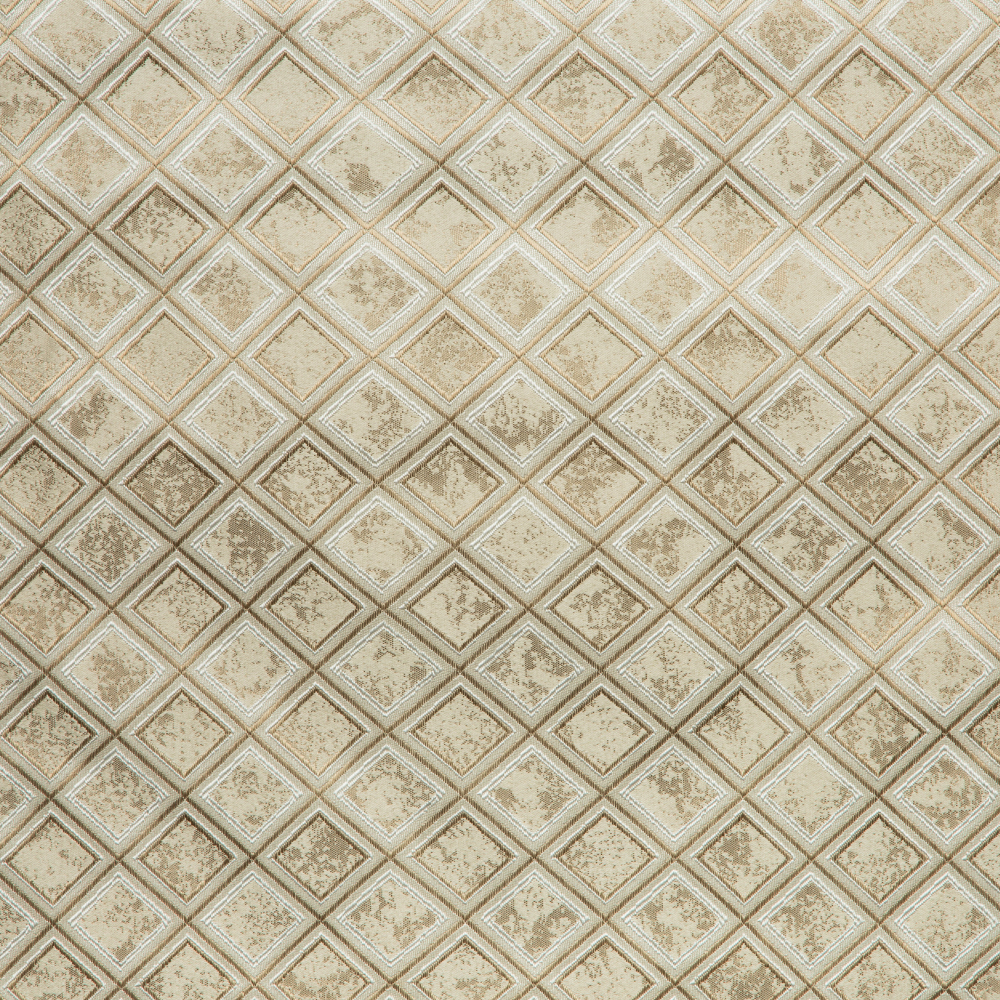 Castillo Collection: Polyester Diamond Pattern Jacquard Fabric; 290cm, Beige/Brown 1