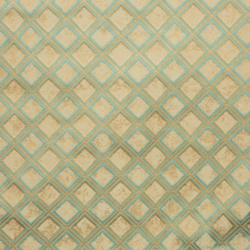 Castillo Collection: Polyester Diamond Pattern Jacquard Fabric; 290cm, Blue/Beige 1