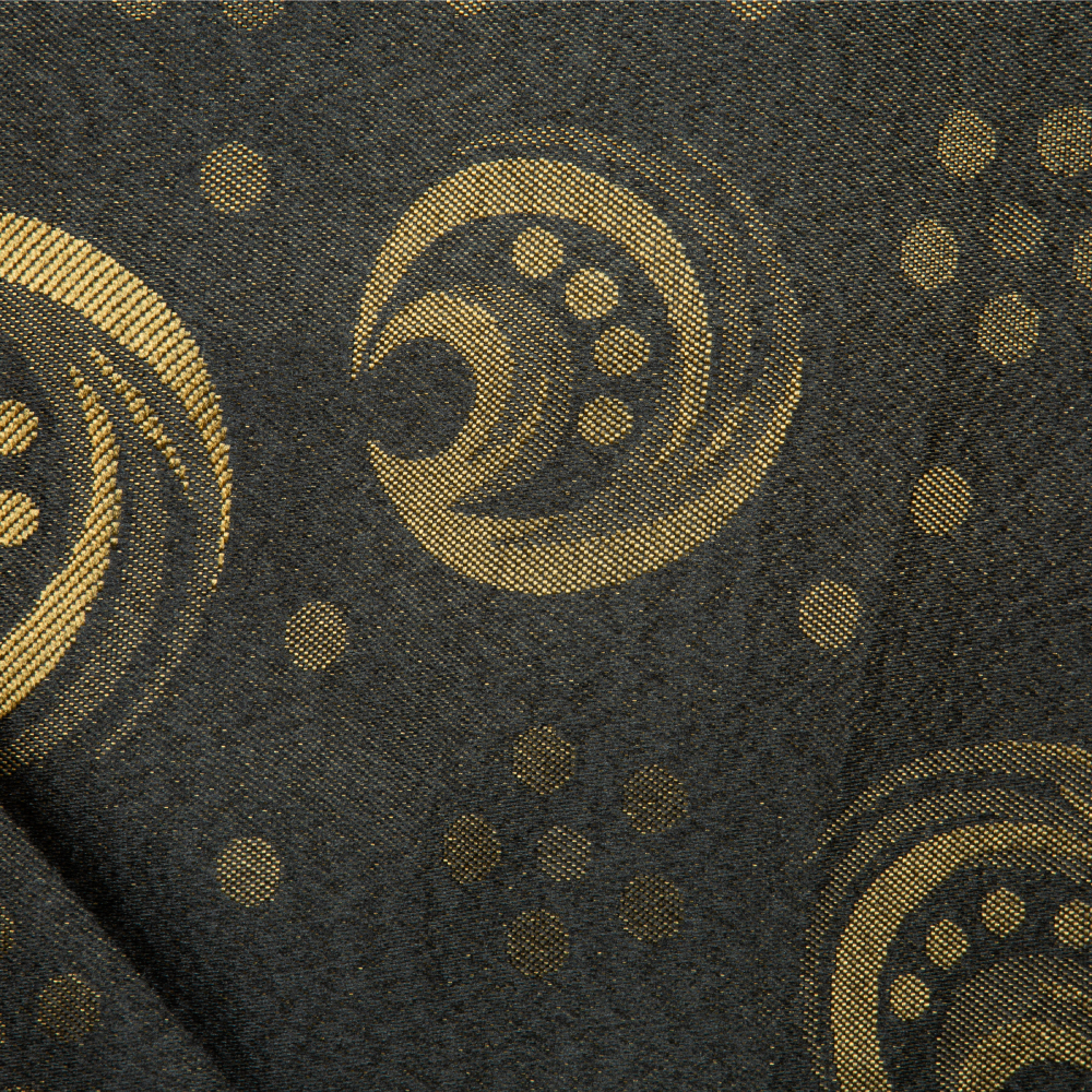 Delta Collection: Polyester Abstract Polka Dot Patterned Jacquard Fabric; 220cm, Black/Gold 1
