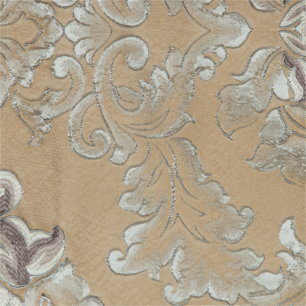 Fusion Collection: Floral Patterned Polyester Upholstery Fabric; 140cm, Brown 1