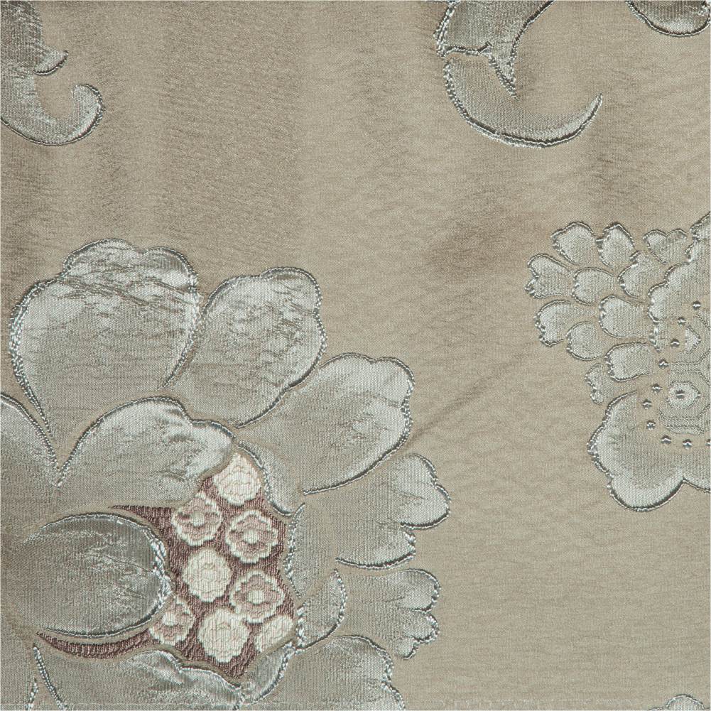 Fusion Collection: Floral Patterned Polyester Upholstery Fabric; 140cm, Ash Grey 1