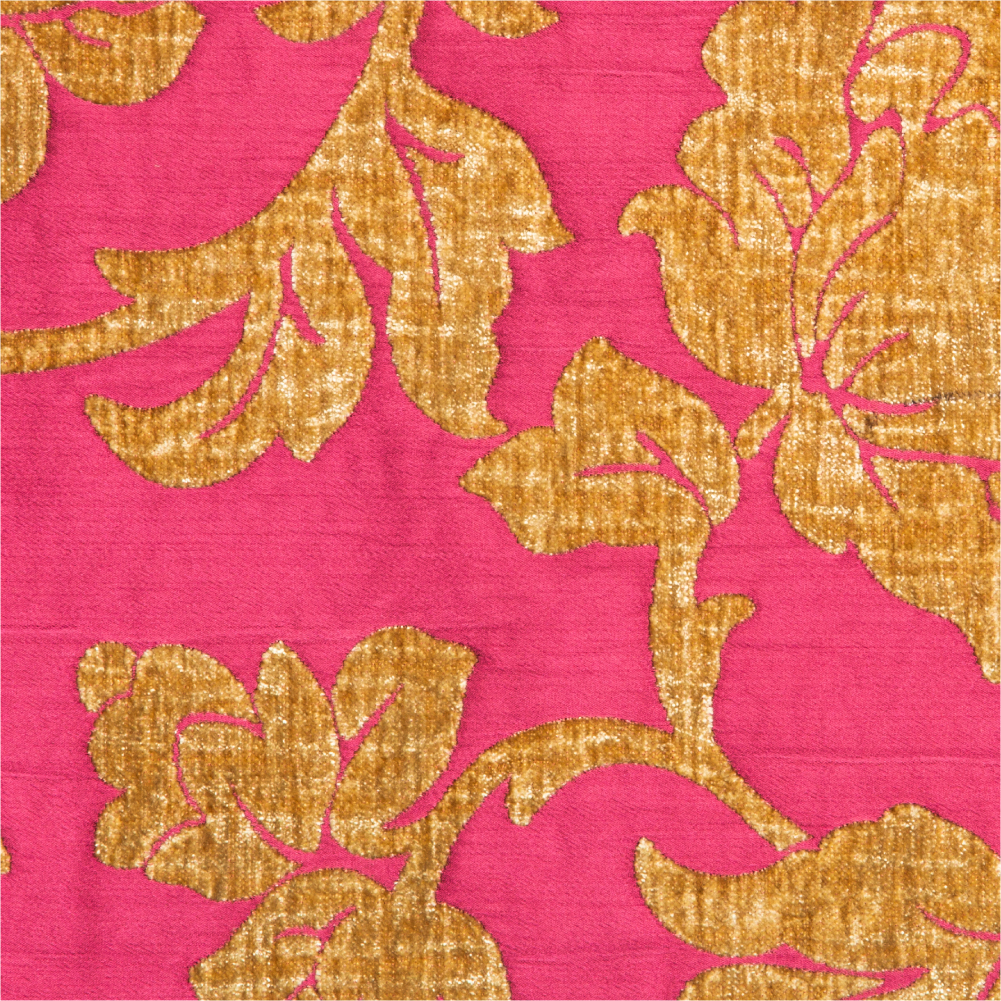 Fusion Collection: Floral Patterned Polyester Upholstery Fabric; 140cm, Maroon/Gold 1