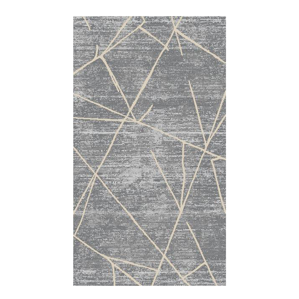 Eryun Hali: Geometric Patterned Carpet Rug; (100×200)cm, Grey/Beige 1