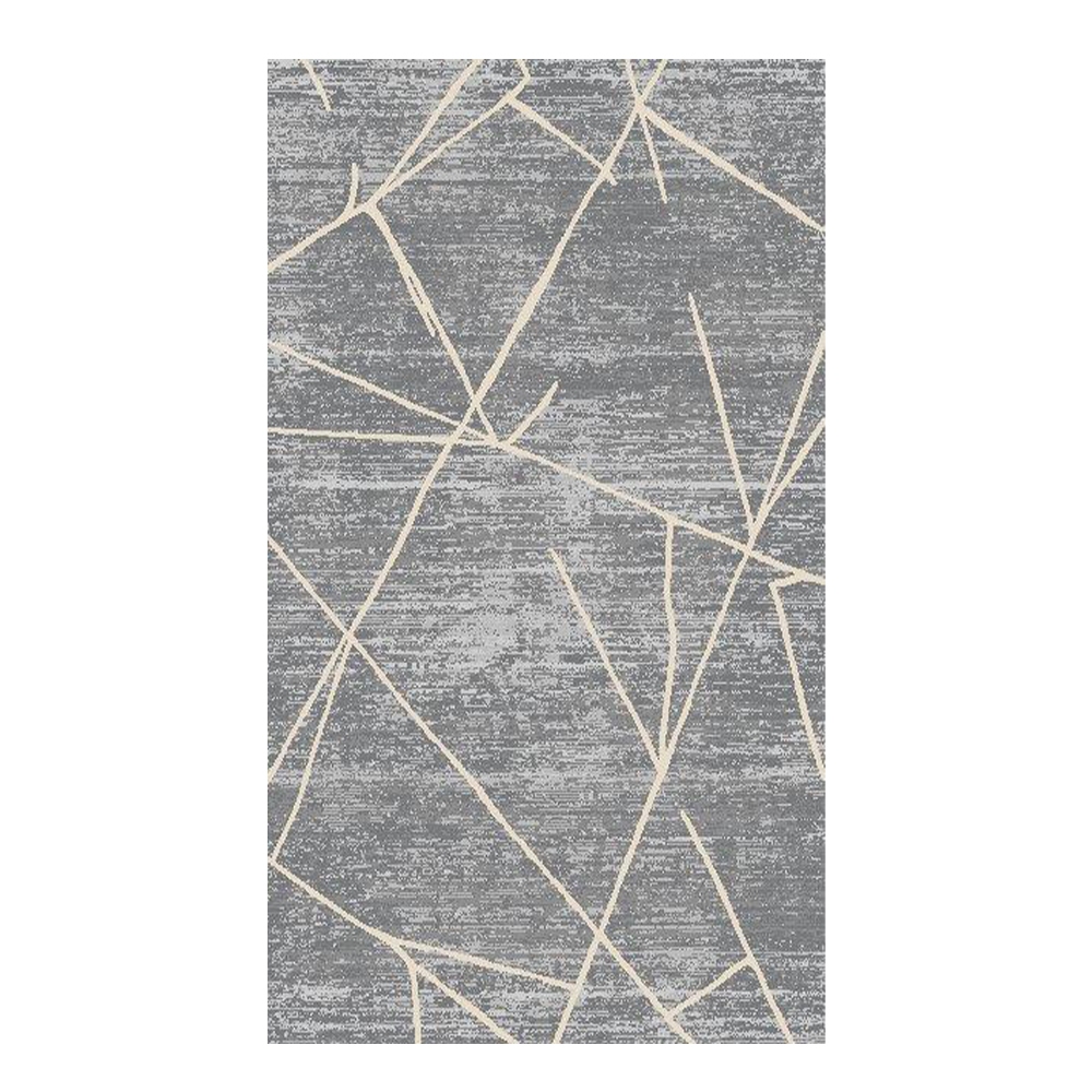 Eryun Hali: Geometric Patterned Carpet Rug; (100×200)cm, Grey/Cream 1