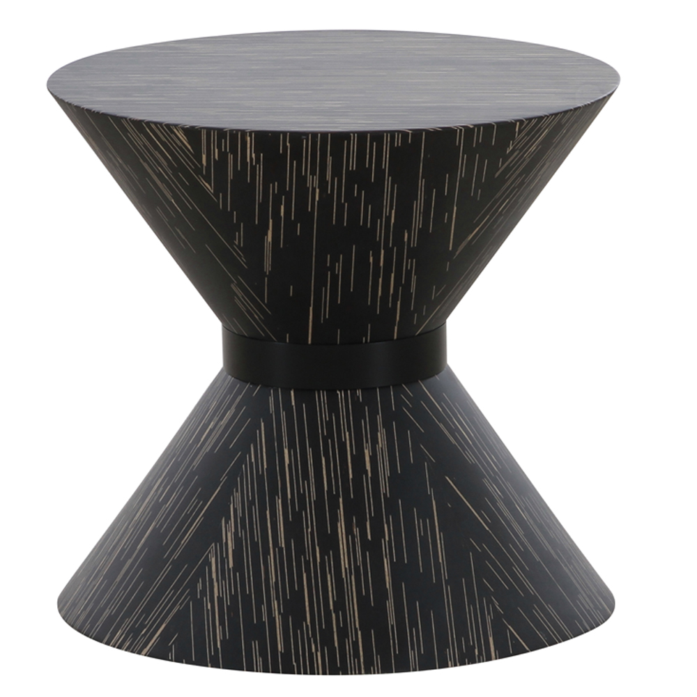 Round End Table-Wood Top; (ø50×49)cm, Black 1