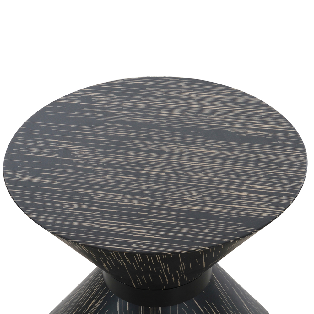 Round End Table-Wood Top; (ø50x49)cm, Black