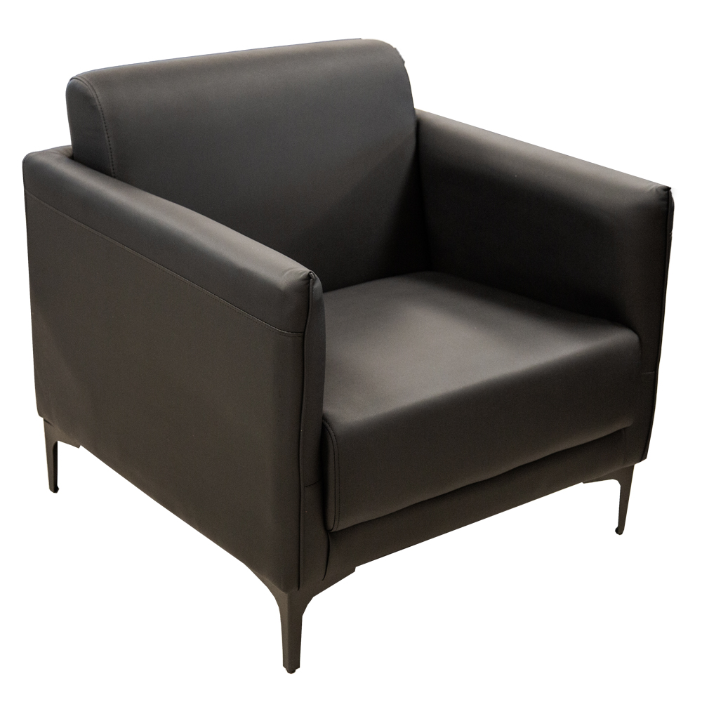 Office 1-Seater Sofa, Leather, Black   1