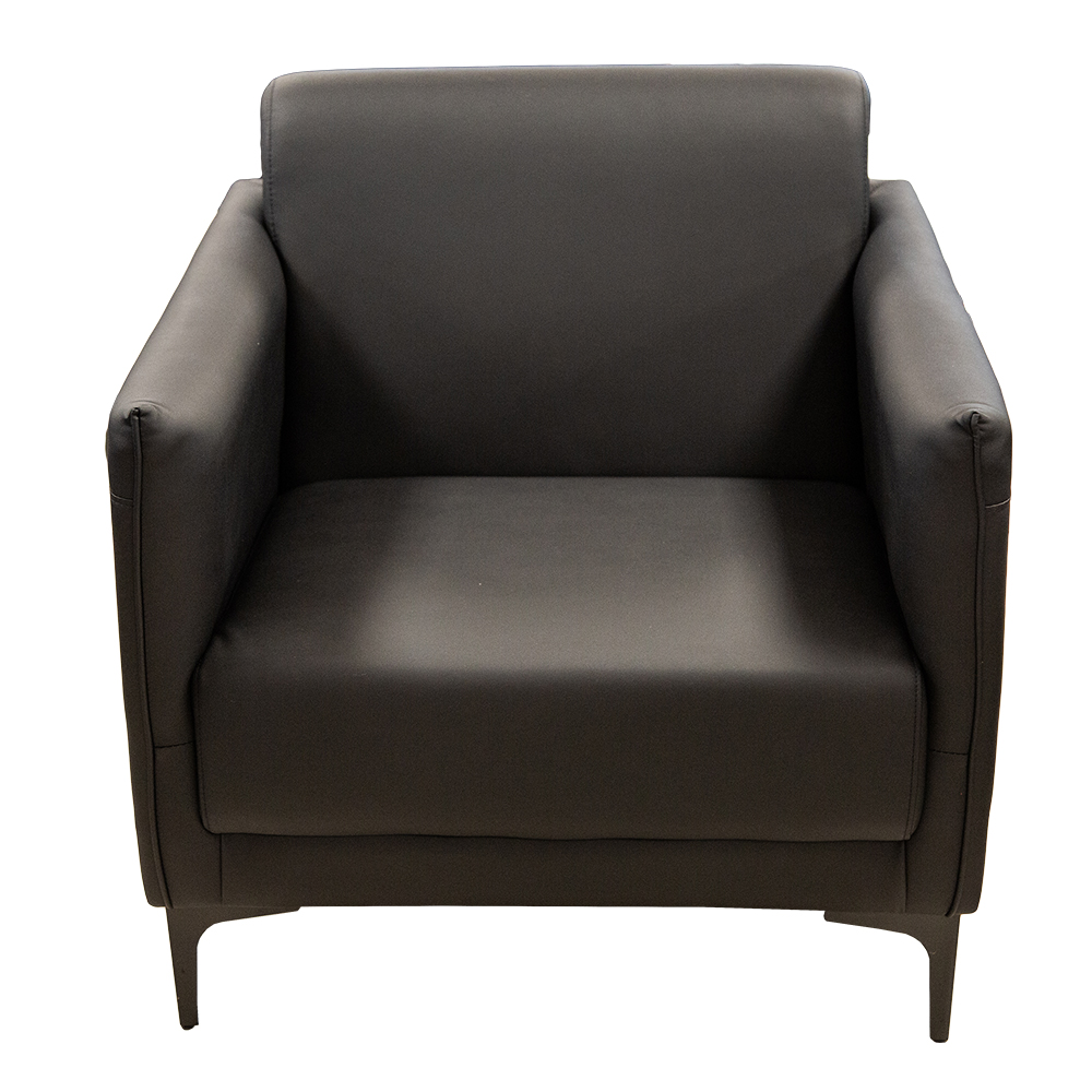 Office 1-Seater Sofa, Leather, Black