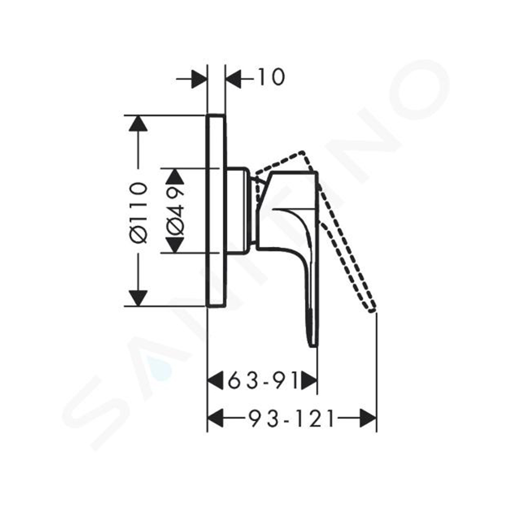 Hansgrohe: Rebris S: 3-Way Finish Set For Concealed Bath Mixer, Matt Black