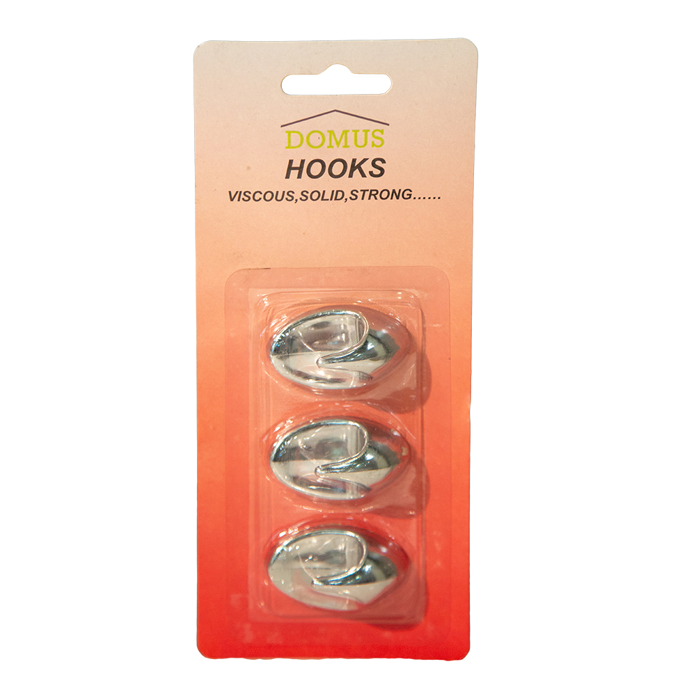 Self Adhesive Hook Set: 3pieces, Chrome Plated;  (25×41)mm  1